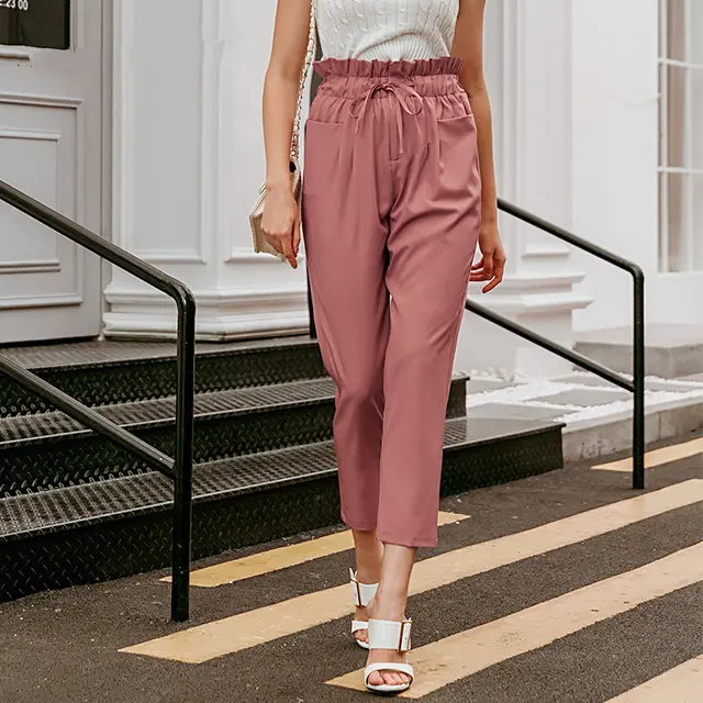 Casual pants with wooden ears Pink - Shop at LoveMi