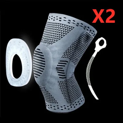 Knee Patella Protector Brace Silicone Spring Knee Pad Grey 2Pcs - Shop at LoveMi
