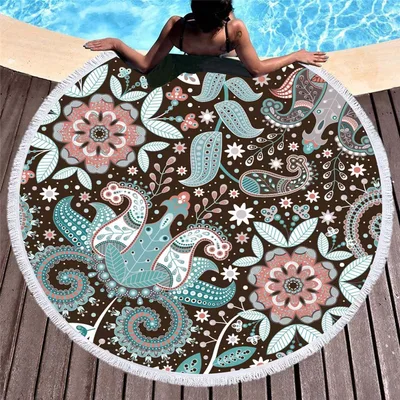 Circular macharo beach towel microfiber digital printing beach towel 5 Style 150Cm - Shop at LoveMi