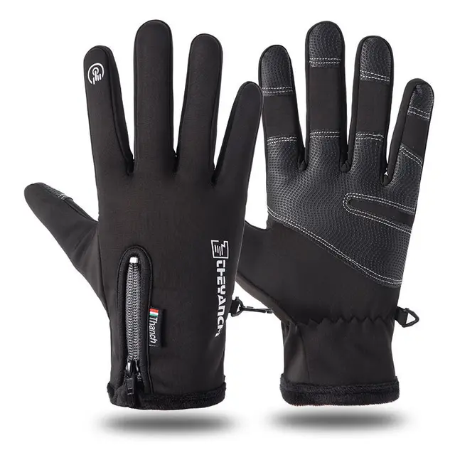Warm sports plus velvet mountaineering ski gloves Black - Shop at LoveMi