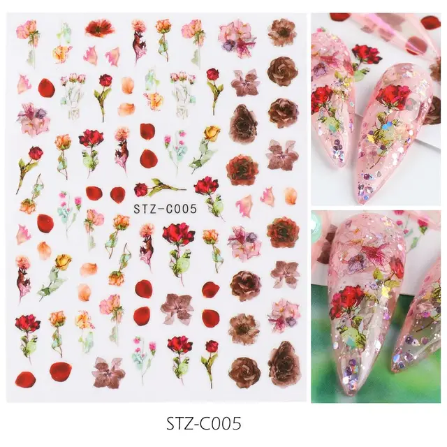 Japanese watercolor 3D nail stickers C05 - Shop at LoveMi