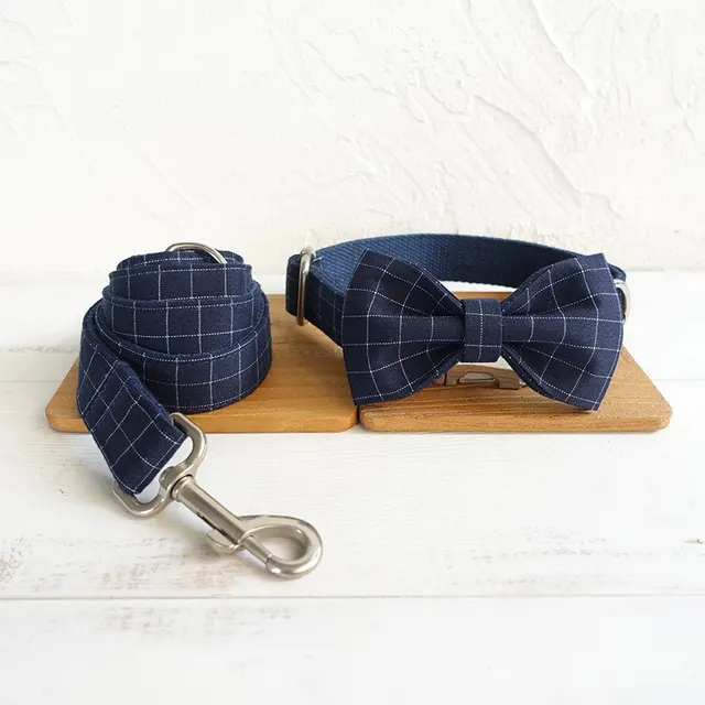 Comfortable double bow dog collar Blue - Shop at LoveMi