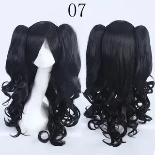 Double tiger clip style lolita wig - Black