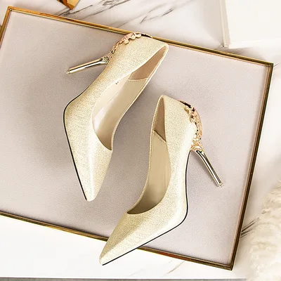 Sexy Pumps Super 9.5 Cm High Heels Temperament Shoes High Heels Gold - Shop at LoveMi