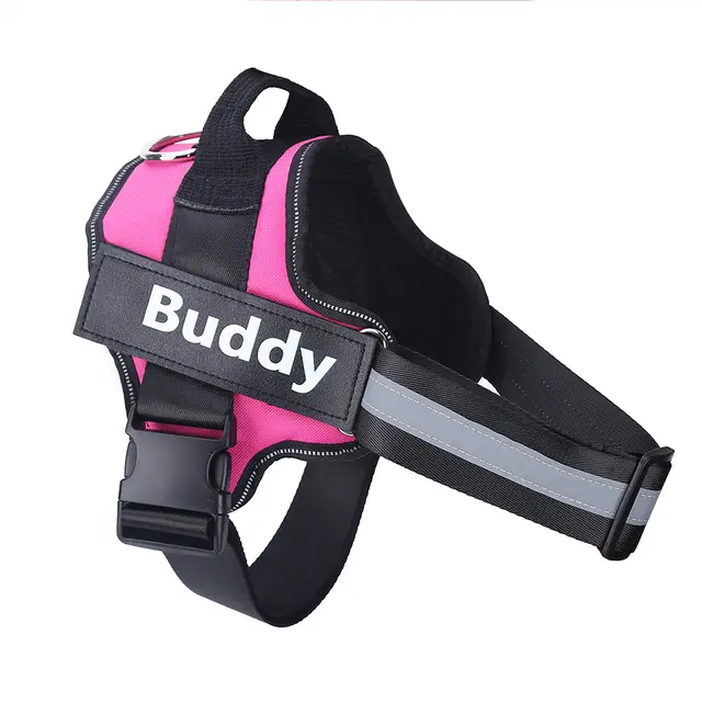 Personalized Dog Harness NO PULL Reflective Breathable Adjustable Pet Harness Vest For Small Large Dog Custom Patch Pet Supplies Rose Red - Shop at LoveMi