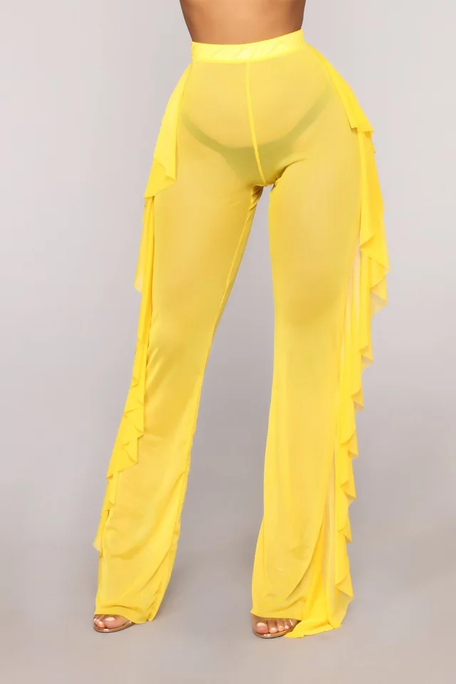 Vacation ruffle trousers Yellow - Shop at LoveMi
