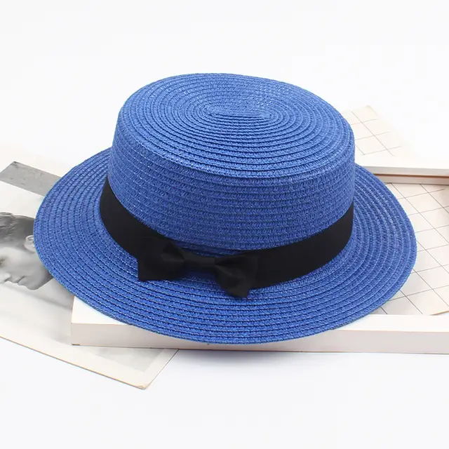 Summer New Style Bow Beach Sun Hat Women Blue - Shop at LoveMi