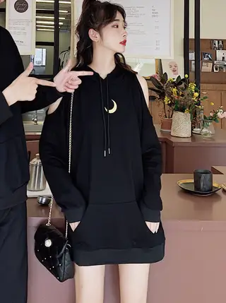 Couple strapless moon hoodie - Dress