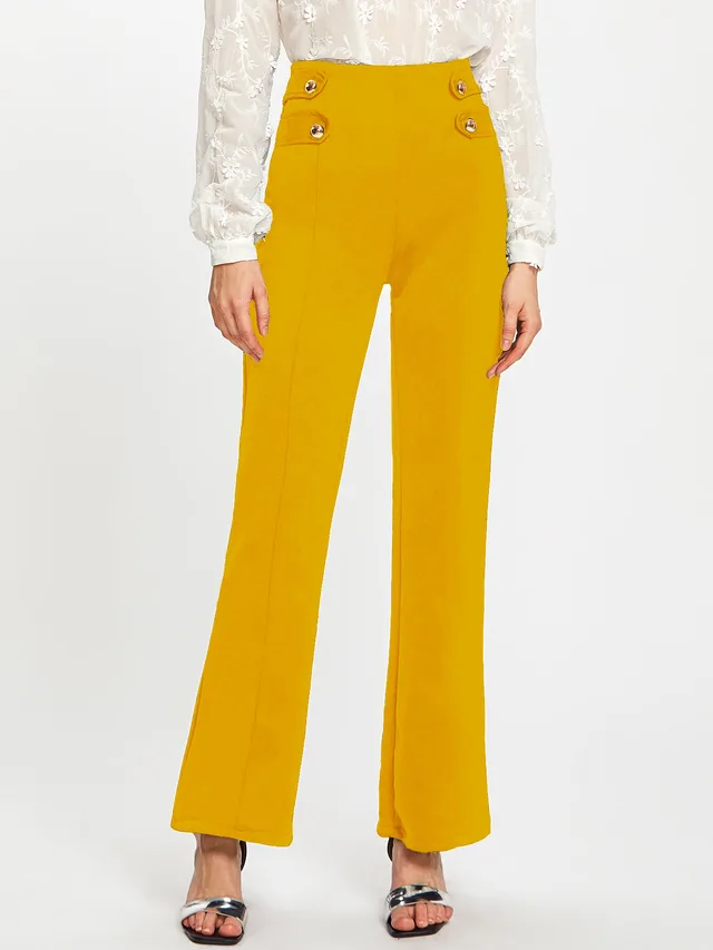 Fashion casual wide leg pants five colors Yellow - Shop at LoveMi