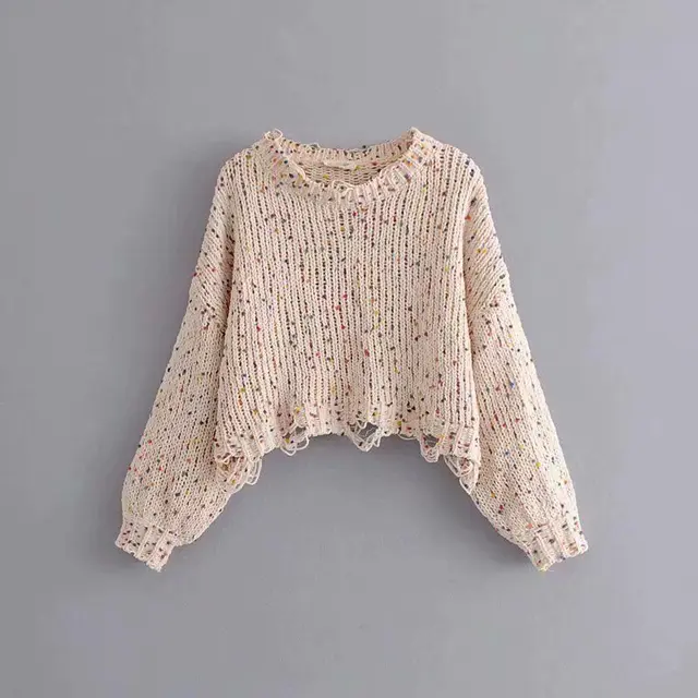 Turtleneck round neck long sleeve hollow irregular sweater Photo Color - Shop at LoveMi