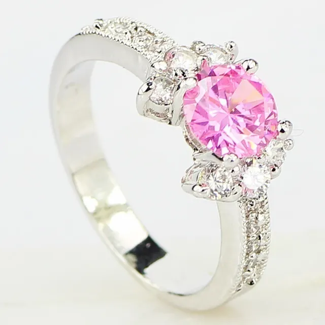 New Hot European And American Princess Ring Champagne Gem Engagement Ring Lady Pink - Shop at LoveMi