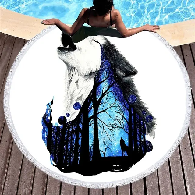 Wolf head digital printing microfiber - Shop at LoveMi