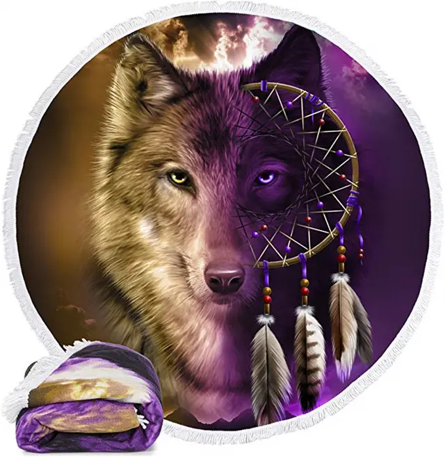 Wolf head digital printing microfiber - Shop at LoveMi