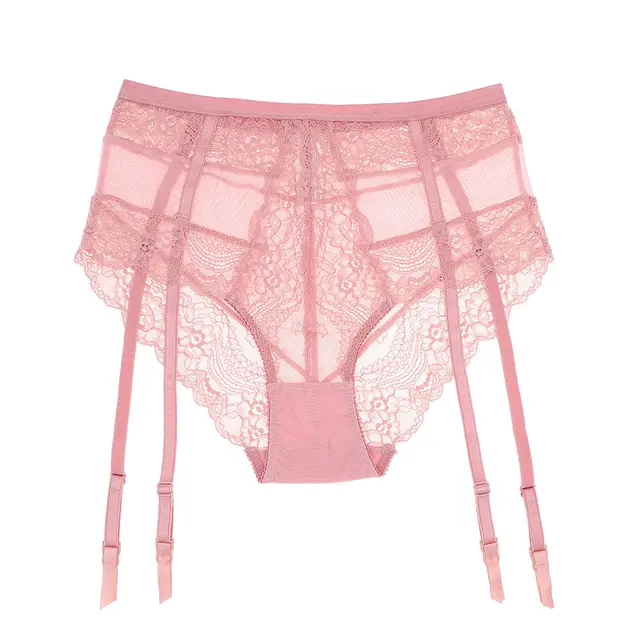 Sexy transparent lace garter pants Pink - Shop at LoveMi