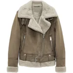 Leather velvet padded lint suit - Beige