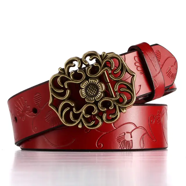 Leather belt of national jeans Red - Shop at LoveMi