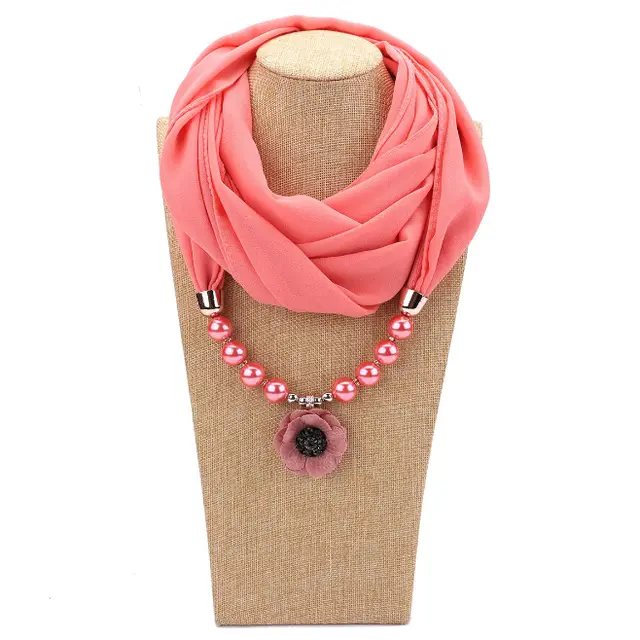 Pearl chiffon jewelry necklace scarf 15Style - Shop at LoveMi