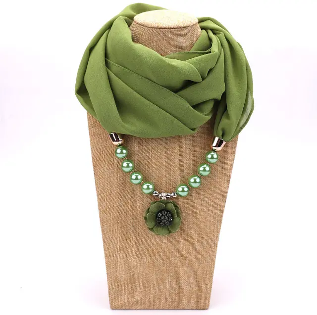 Pearl chiffon jewelry necklace scarf 7Style - Shop at LoveMi