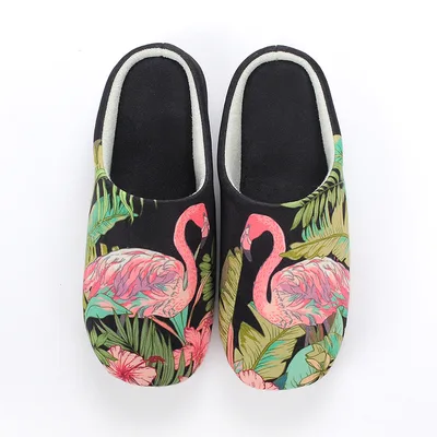 Strawberry half pond forest flamingo swan home shoes Black - Shop at LoveMi