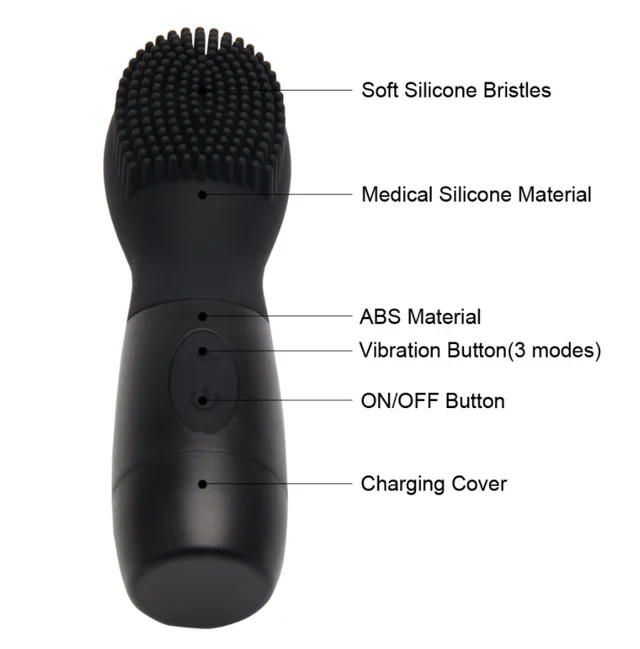 Silicone Facial Massager vibration cleaner Black - Shop at LoveMi