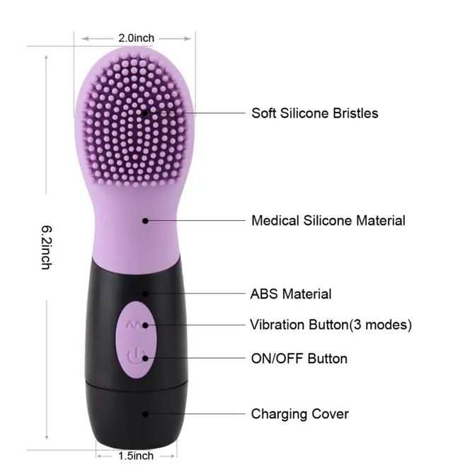 Silicone Facial Massager vibration cleaner Purple - Shop at LoveMi
