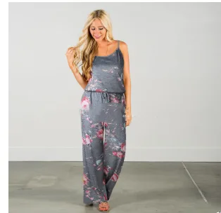 Floral Jumpsuit Light Grey - Shop at LoveMi