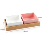 Pet supplies ceramic dog food bowl - White Pink