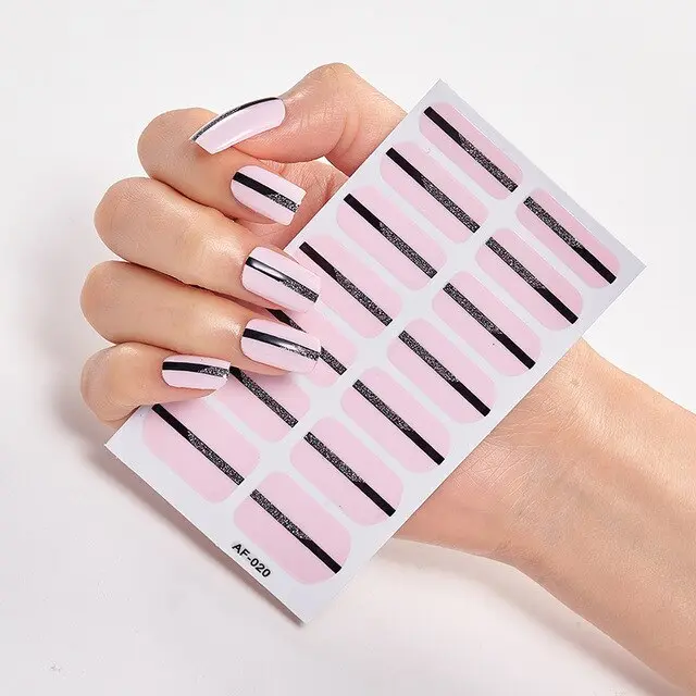 Solid Colors And Creative Nail Art Creative Women Salon Nail Decoration Fashion Nail Polish Nails Sticker Designer Nail Strips 20 Style - Shop at LoveMi