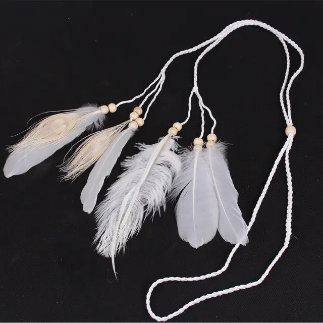 Peacock feather leather rope pendant hair ornament B - Shop at LoveMi