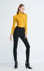 All-match thin black tight stretch outer leggings - Black