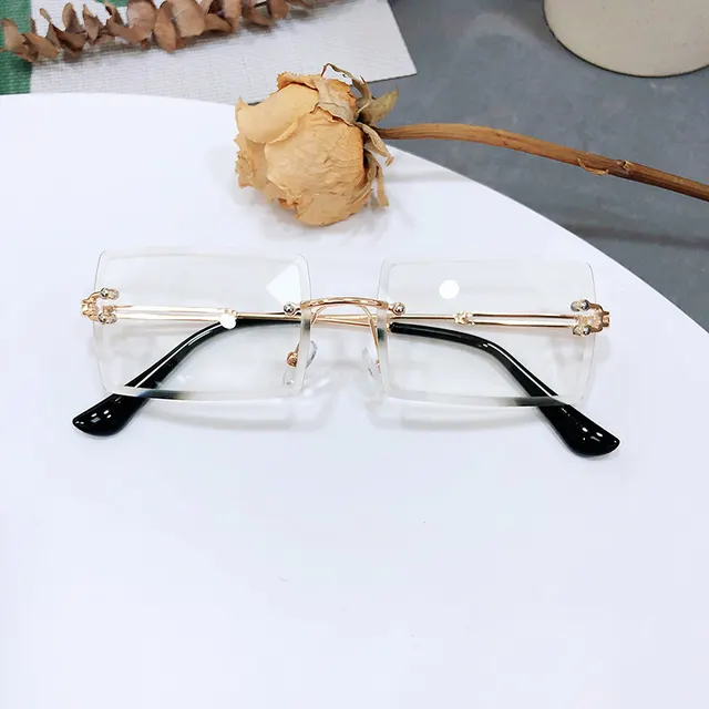 Women's rimless gradient sunglasses Transparent White - Shop at LoveMi
