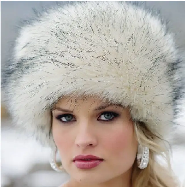 Fur hat fox fur hat White Black - Shop at LoveMi