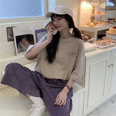 Women's printed short sleeve t shirt Apricot - Shop at LoveMi