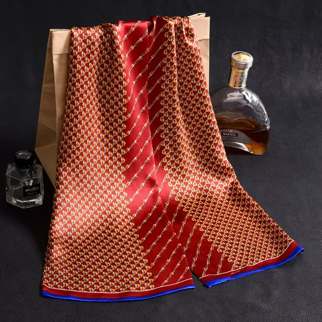Double Layer Silk Crepe Satin Men's Silk Scarf Long Scarf Scarf 6 Style - Shop at LoveMi