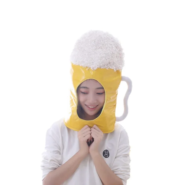 Plush cute photo funny Japanese beer headgear Yellow - Shop at LoveMi