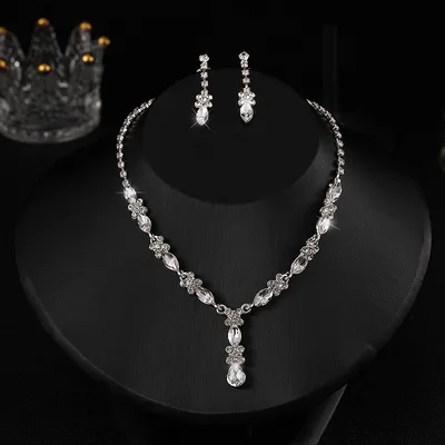 Zircon Necklace And Earrings Set Default - Shop at LoveMi