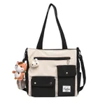 Ladies shoulder canvas bag - Black