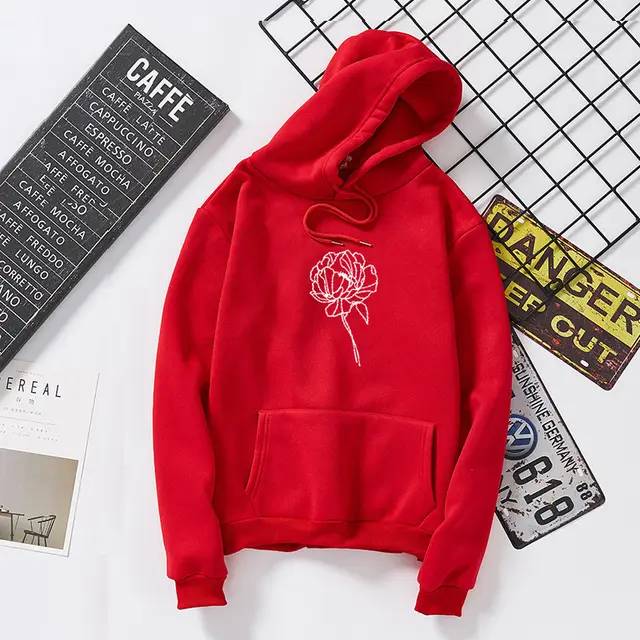 Men's and women's hooded long sleeve sweater Red - Shop at LoveMi