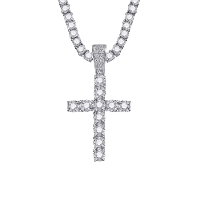 Boutique cross pendant Zircon 4mm Necklace Silver - Shop at LoveMi