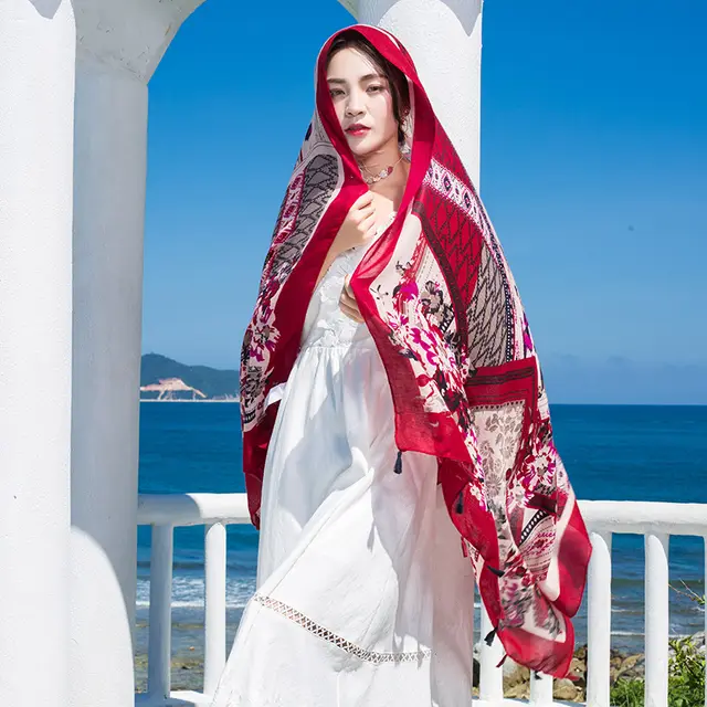 Fringed cotton and linen scarf 1847Style - Shop at LoveMi