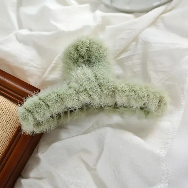 Fashion Lovely Large Sweet Solid Color Plush Hairpin Green - Shop at LoveMi