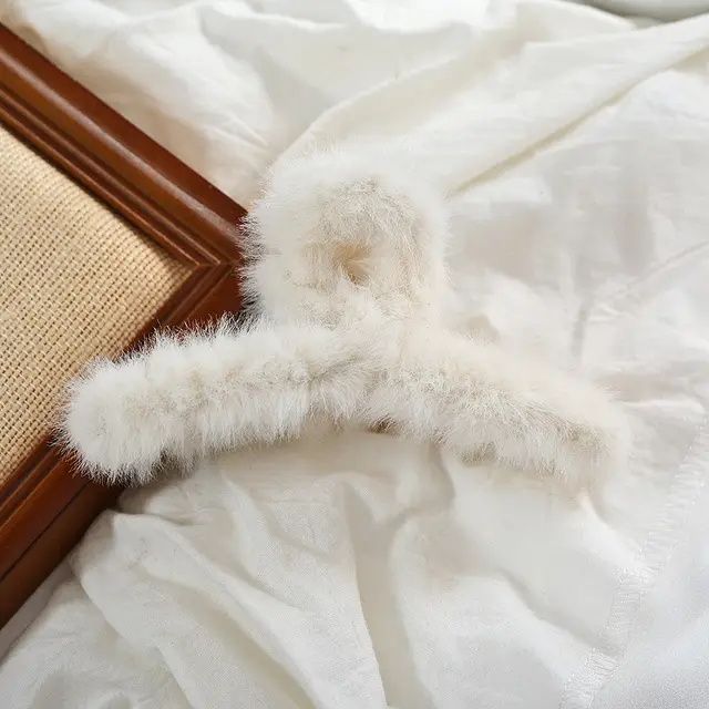 Fashion Lovely Large Sweet Solid Color Plush Hairpin White - Shop at LoveMi