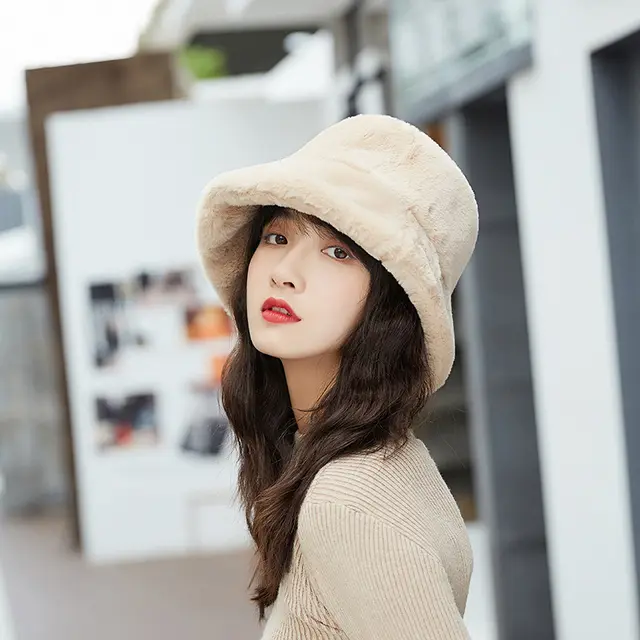 Fur warm hat Beige - Shop at LoveMi