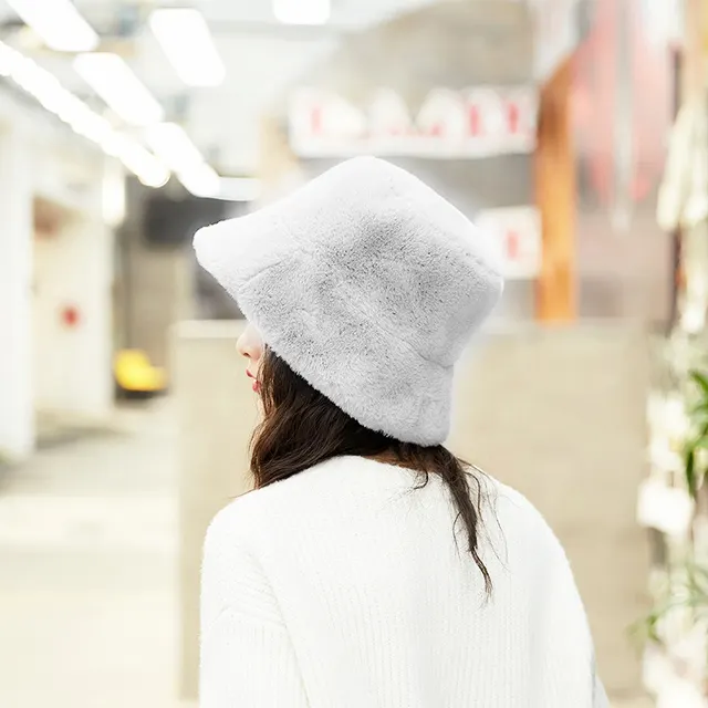 Fur warm hat Light Grey - Shop at LoveMi