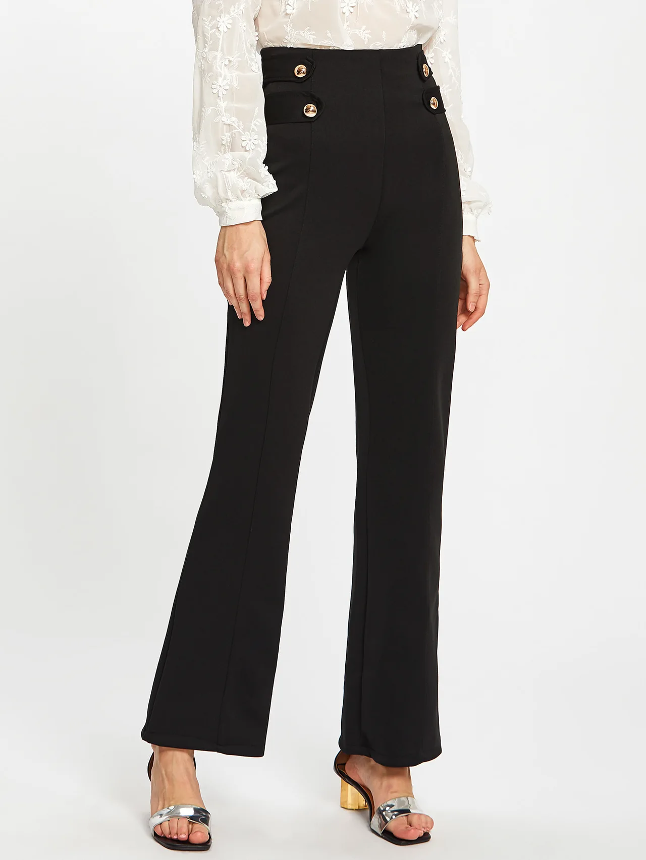 European and American fashion casual wide-leg pants five - Black