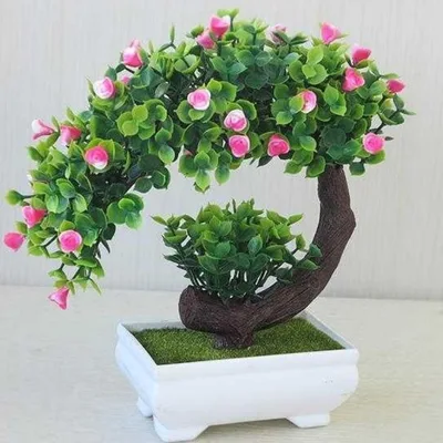 Plastic bonsai with fake flowers Pink - Shop at LoveMi