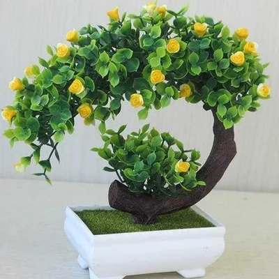 Plastic bonsai with fake flowers Yellow - Shop at LoveMi
