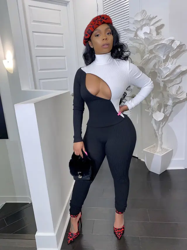 Colorblock bodysuit Black White - Shop at LoveMi