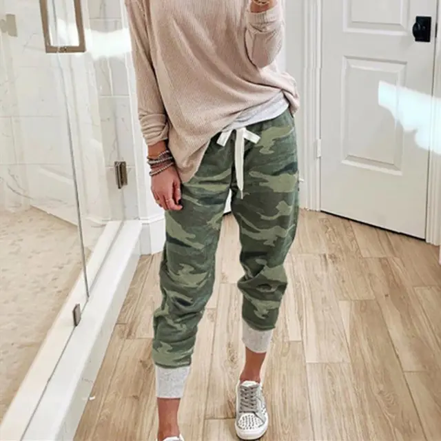 Camo print casual drawstring Jogger Army Green - Shop at LoveMi