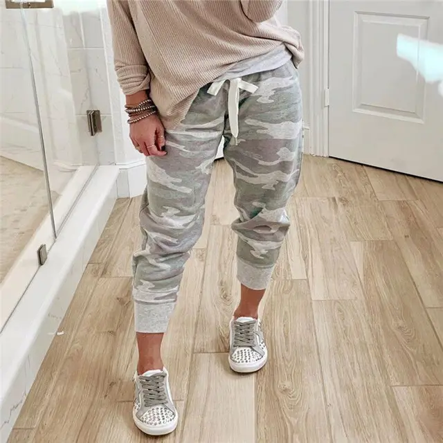 Camo print casual drawstring Jogger Grey - Shop at LoveMi